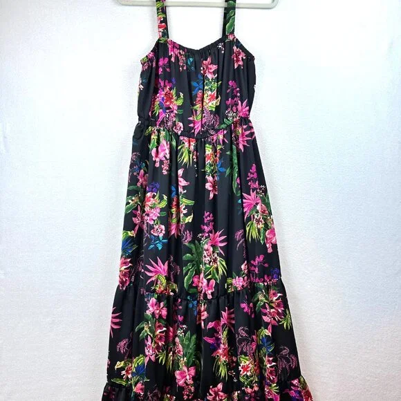 INC International Concepts Floral Tiered Maxi Dress Womens Small Resort Beach - Picture 1 of 14